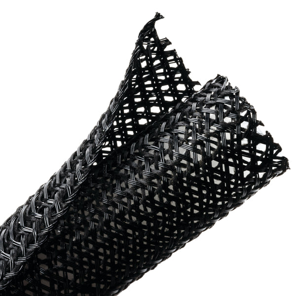 Hellermann Tyton 170-03147 Braided Sleeving, Split Wrap, Flame Retardant, 2" Dia, PET, Black, 50 ft/bulk reel