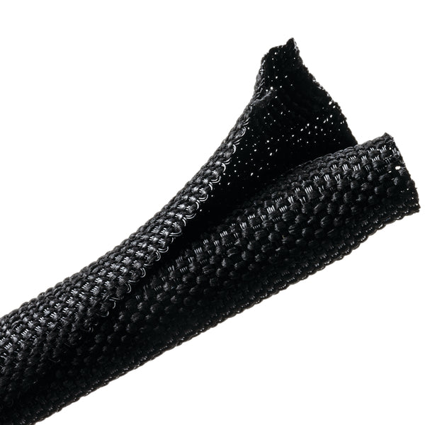 Hellermann Tyton 170-03181 Braided Sleeving, Split Wrap Woven, 3/8" Dia, PET, Black, 450 ft/bulk reel