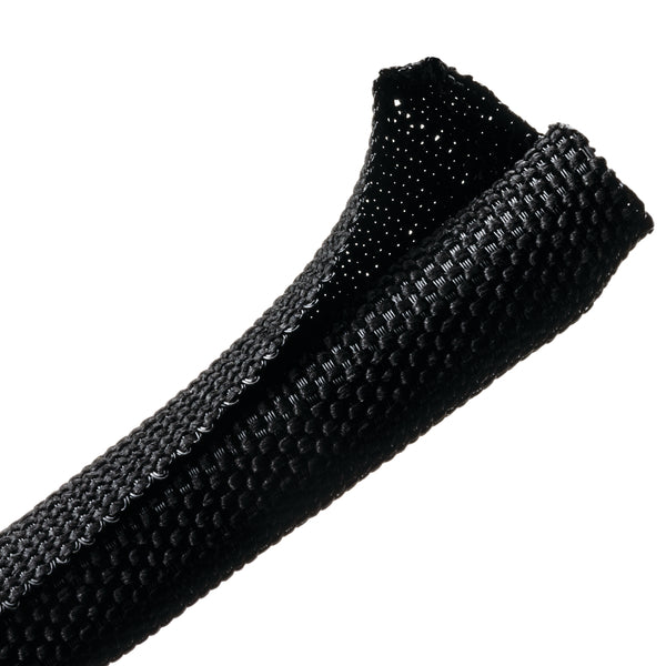 Hellermann Tyton 170-03182 Braided Sleeving, Split Wrap Woven, 1/2" Dia, PET, Black, 300 ft/bulk reel