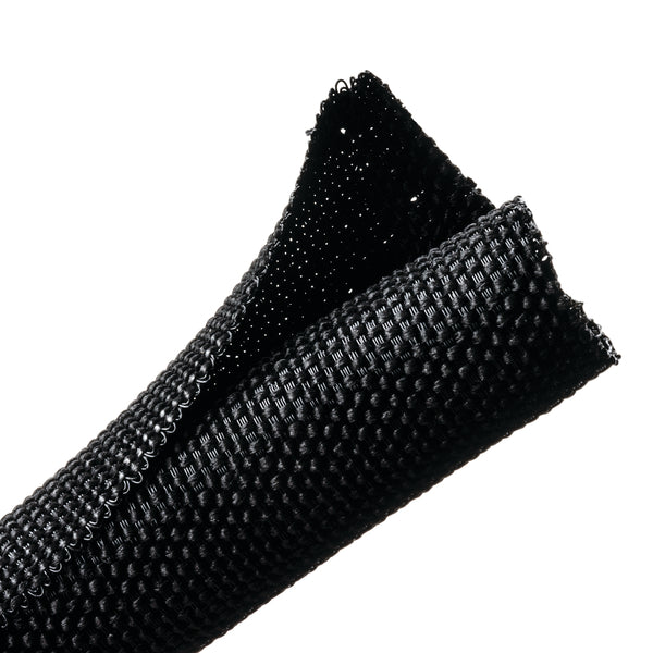 Hellermann Tyton 170-03183 Braided Sleeving, Split Wrap Woven, 5/8 Dia, PET, Black, 250 ft/bulk reel