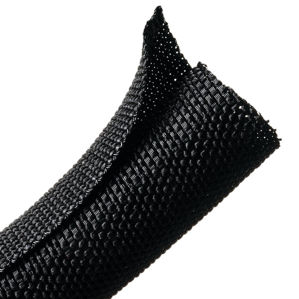 Hellermann Tyton 170-03184 Braided Sleeving, Split Wrap Woven, 3/4" Dia, PET, Black, 150 ft/bulk reel