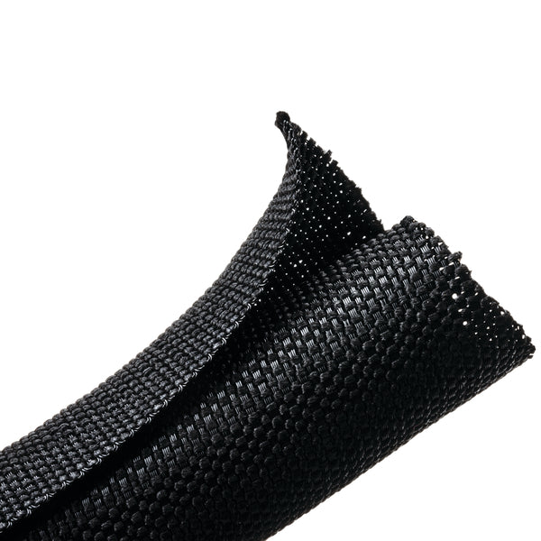 Hellermann Tyton 170-03185 Braided Sleeving, Split Wrap Woven, 1.0" Dia, PET, Black, 100 ft/bulk reel