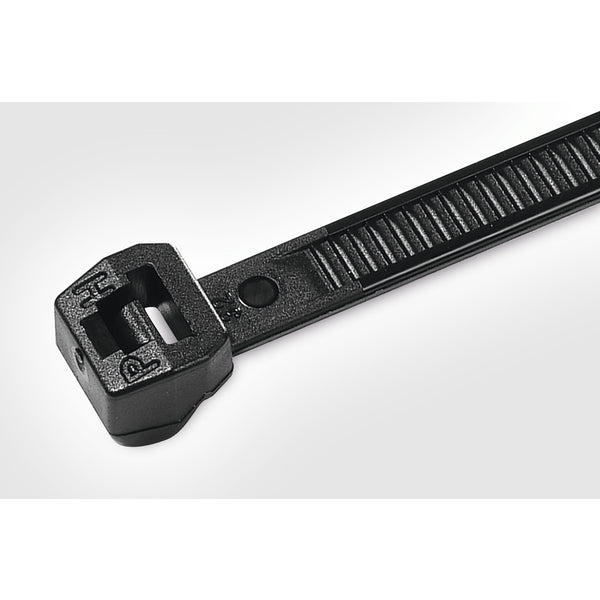 Hellermann Tyton 118-04900 Outside Serrated Cable Tie, 8" Long, 30lb Tensile Strength, PA66HS, Black, 100/pkg