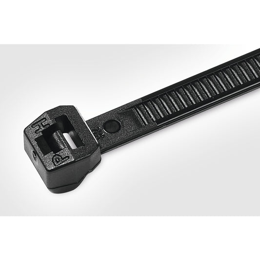 Hellermann Tyton 118-04900 Outside Serrated Cable Tie, 8" Long, 30lb Tensile Strength, PA66HS, Black, 100/pkg