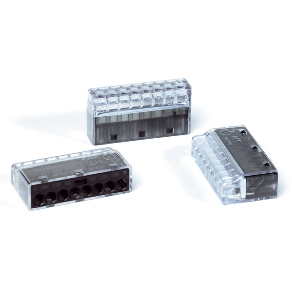 Hellermann Tyton 148-90053 HelaCon Plus Mini, Push-In Style Wire Connector, Double Spring, 8-Port, (Piece), Black, 200/pkg