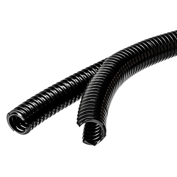 Hellermann Tyton 166-11808 HelaGuard® Non-Metallic Conduit, Double Slit, Std Wt, 0.38" Dia, Nylon PA6, Black, 164 ft/Std. Reel