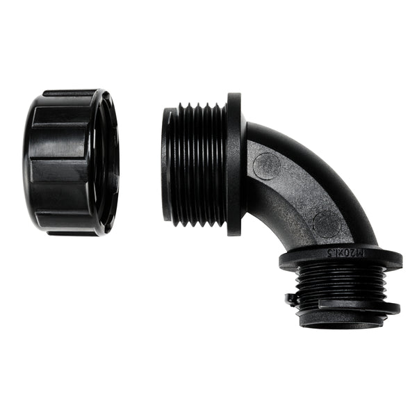 Hellermann Tyton 166-90125 HelaGuard® Non-Metallic IP65 Fitting, 45-Elbow, NPT Thread, 0.50" Dia, PA66, Black, 10/pkg