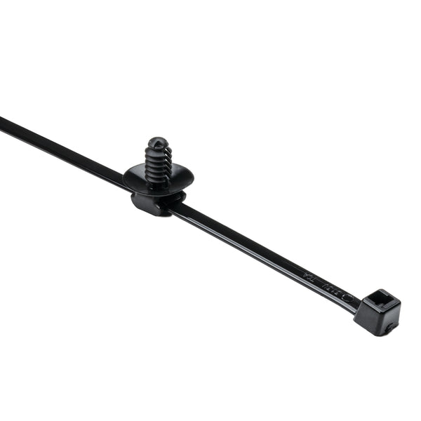 Hellermann Tyton 156-00882 2-Piece Cable Tie with Fir Tree Mount, 8.0"L, 0.20 - 0.22" Mounting Hole Diameter, PA66HS, Black, 500/pkg