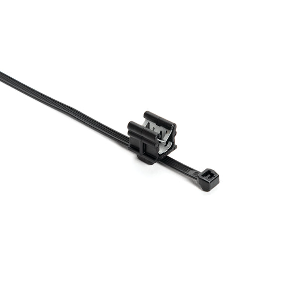 Hellermann Tyton 156-04601 Outside Serrated Cable Tie with Edge Clip, 6.0" Long, EC19, 3 - 6 mm Panel, 50lb, PA66HS, Black, 500/pkg