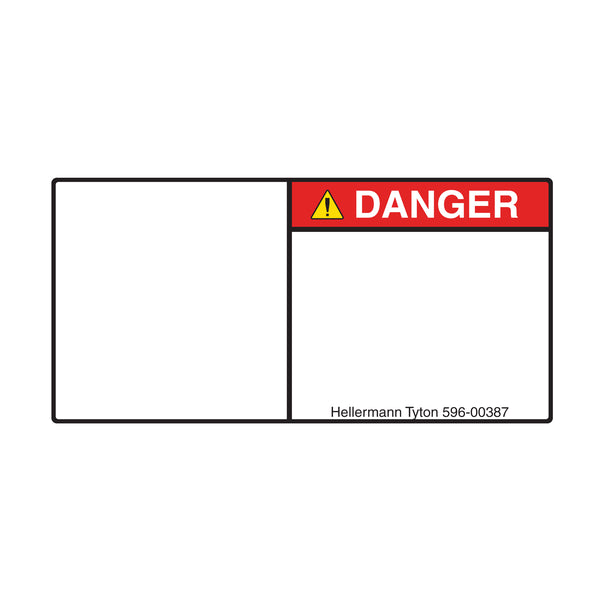 Hellermann Tyton 596-00389 Pre-Printed Header Label, DANGER, Blank Symbol Panel, 2.75" x 5.50", PET, Red, 250/roll