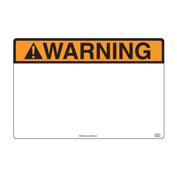Hellermann Tyton 596-00633 Pre-Printed Header Label, WARNING, 6.0 x 4.0", UV Stable PET, Orange, 250/roll