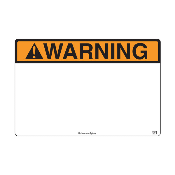 Hellermann Tyton 596-00634 Pre-Printed Header Label, WARNING, 3.0 x 2.0", UV Stable PET, Orange, 250/roll