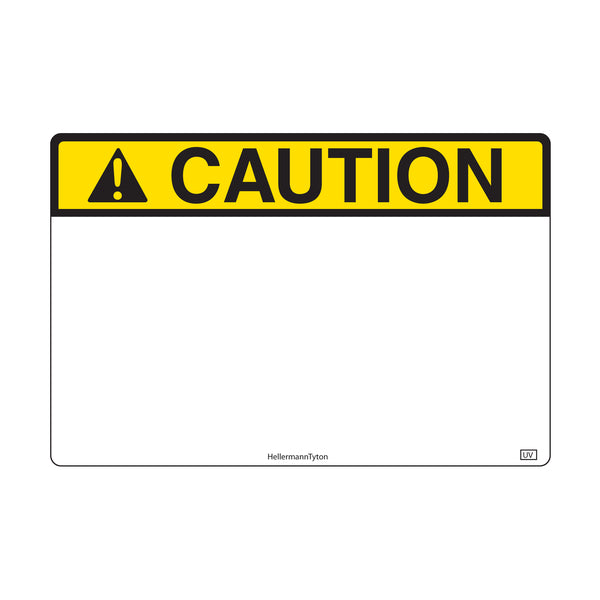 Hellermann Tyton 596-00635 Pre-Printed Header Label, CAUTION, 3.0 x 2.0", UV Stable PET, Yellow, 250/roll