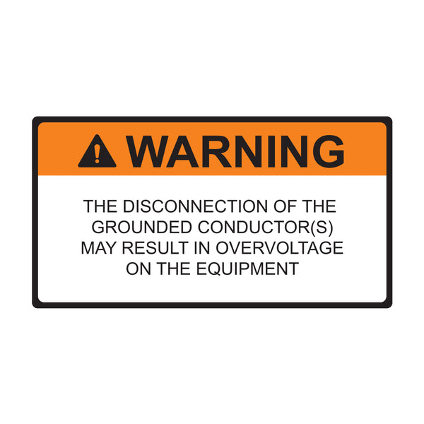 Hellermann Tyton 596-09323 Solar Label, WARNING DISCONNECTION OF GROUNDED..., 3.75 x 2.0", VL, Orange, 50/roll