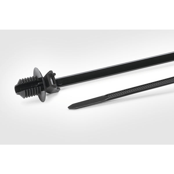 Hellermann Tyton 157-00072 1-Piece Cable Tie with Fir Tree Mount, 6.4" Long, 0.31 - 0.33" Hole Dia, PA66HS, Black, 1000/pkg