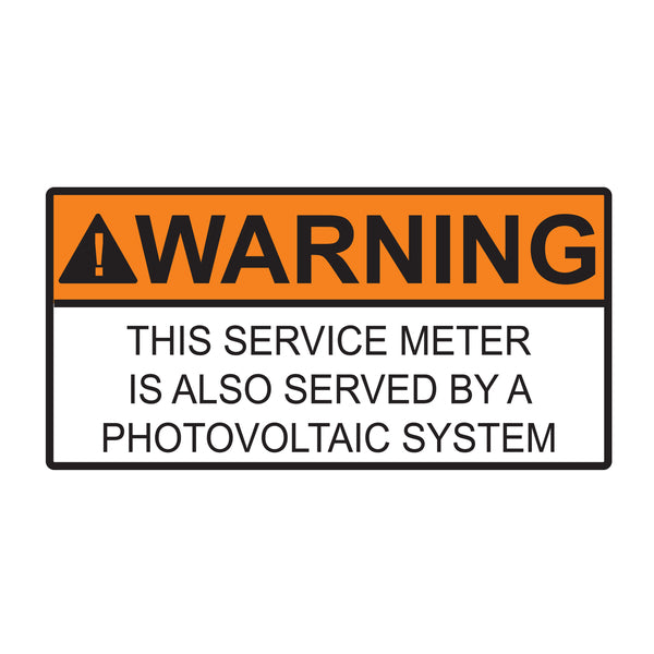 Hellermann Tyton 596-00735 Solar Label, WARNING SERVICE METER SERVED BY PV SYSTEM, 4.0" x 2.0", VL, Orange, 50/roll