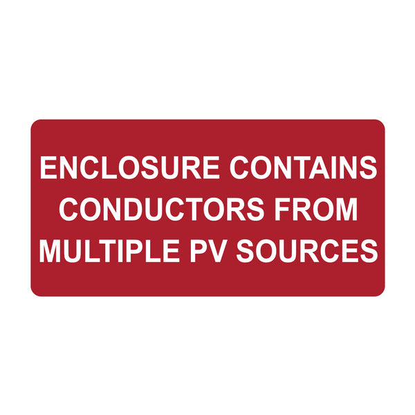 Hellermann Tyton 596-00748 Solar Label, Enclosure Contains...PV Sources, 2020 Code, 4.0" x 2.0", VL, Red, 50/roll