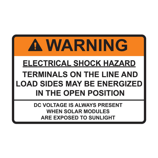 Hellermann Tyton 596-00879 Solar Label, WARNING ELECTRICAL SHOCK…DC VOLTAGE, 3.75" x 2.5", VL, Orange, 50/roll