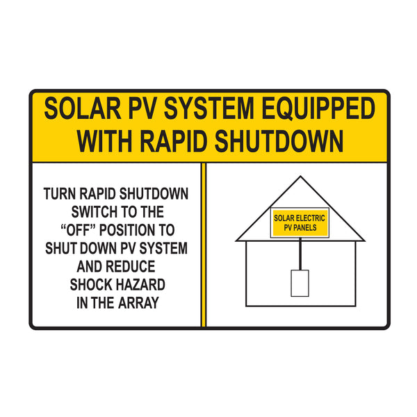 Hellermann Tyton 596-00885 Solar Label, Reflective, SOLAR PV SYSTEM…SHUTDOWN, 6.0" x 4.0", VL, Yellow, 50/roll