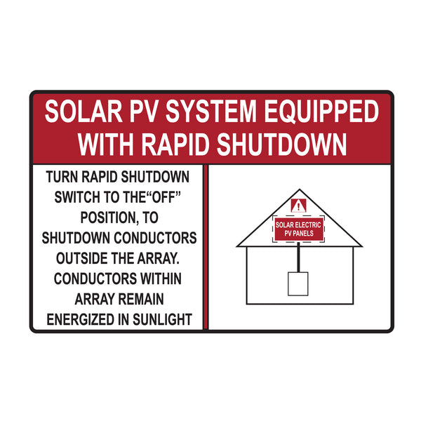 Hellermann Tyton 596-00886 Solar Label, Reflective, SOLAR PV SYSTEM…SHUTDOWN, 6.0" x 4.0", VL, Red, 50/roll