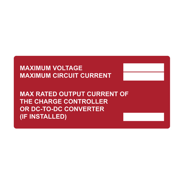 Hellermann Tyton 596-00891 Solar Label, Printable, Maximum Voltage, 3.75" x 2.12", PET, Red, 50/roll