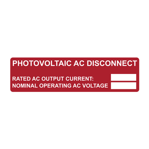 Hellermann Tyton 596-00892 Solar Label, Printable, PV AC DISCONNECT RATING, 3.75" x 1.0", PET, Red, 50/roll