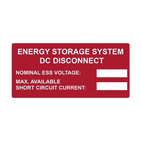 Hellermann Tyton 596-00987 Solar Label, Printable, ENERGY STORAGE...DISCONNECT, 3.75" x 2.12", PET, Red, 50/roll