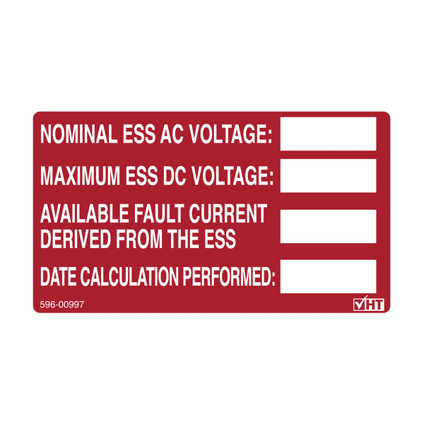 Hellermann Tyton 596-01005 Solar Label, Printable, ENERGY STORAGE SYSTEM RATING LABEL, 3.75" X 2.12", PET, Red, 10/pkg