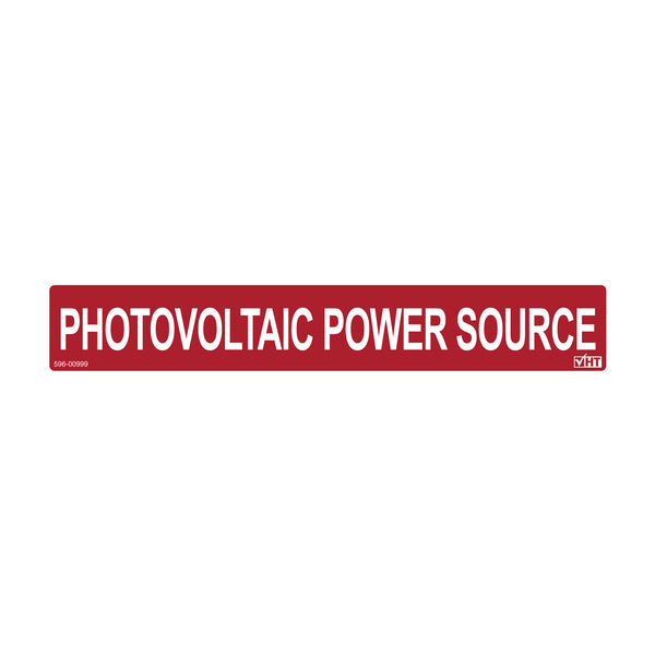 Hellermann Tyton 596-00999 Solar Label, PHOTOVOLTAIC POWER SOURCE, 6.5" X 1.0", VL, Red, 50/roll