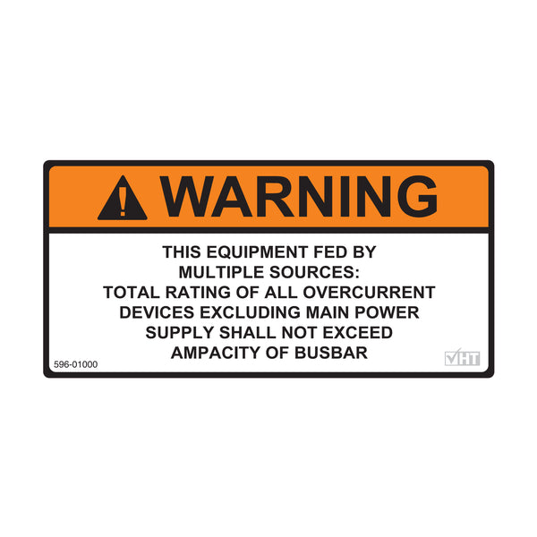 Hellermann Tyton 596-01000 Solar Label, EQUIPMENT FED MULTIPLE SOURCES, 4.12" X 2.0", VL, Orange, 50/roll