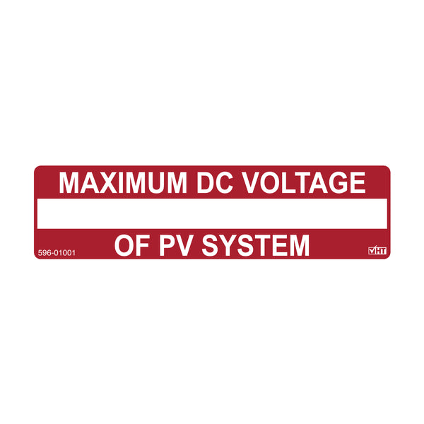 Hellermann Tyton 596-01001 Solar Label, Printable, MAXIMUM DC VOLTAGE LABEL, 3.75" X 1.0", PET, Red, 50/roll