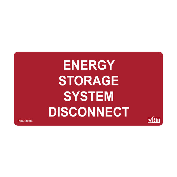 Hellermann Tyton 596-01004 Solar Label, ENERGY STORAGE SYSTEM DISCONNECT LABEL, 4.0" X 2.0", VL, Red, 50/roll