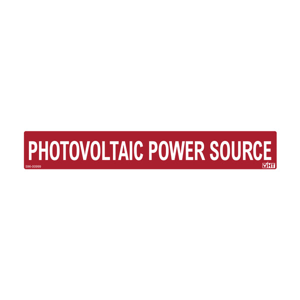 Hellermann Tyton 596-01007 Solar Label, PHOTOVOLTAIC POWER SOURCE, 6.5" X 1.0", VL, Red, 10/pkg