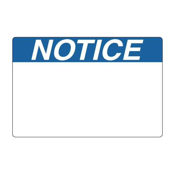Hellermann Tyton 596-00204 Pre-Printed Header Label, NOTICE, 6.0" x 4.0", PET, Blue, 250/roll
