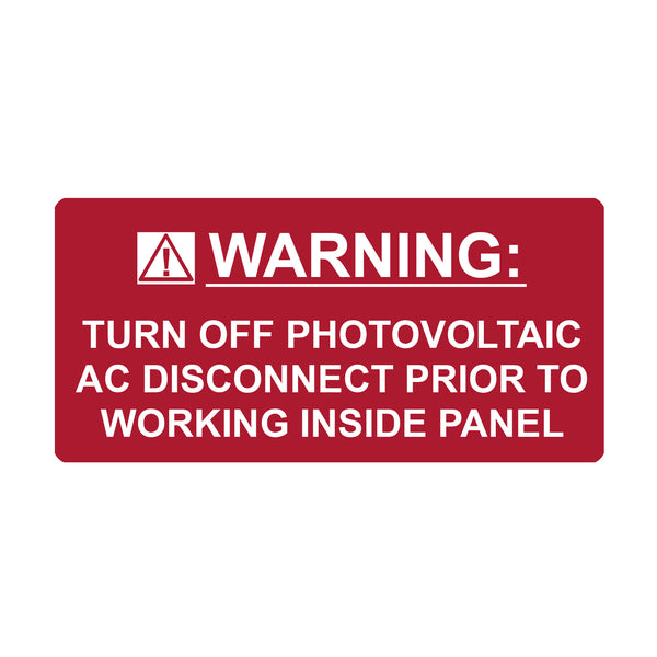 Hellermann Tyton 596-00235 Solar Label, WARNING TURN OFF PHOTOVOLTAIC PRIOR TO WORKING..., 4.125" x 2.0", VL, Red, 50/roll