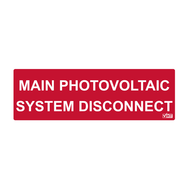 Hellermann Tyton 596-00243 Solar Label, Reflective, MAIN PV SYSTEM DISCONNECT, 5.5" x 1.75", VL, Red, 50/roll