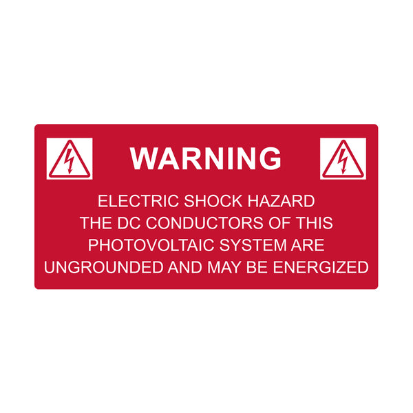 Hellermann Tyton 596-00258 Solar Label, WARNING ELECTRICAL SHOCK HAZARD, 4.125" x 2.0", VL, Red, 50/roll