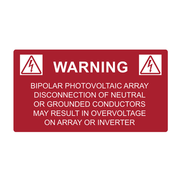 Hellermann Tyton 596-00326 Solar Label, BIPOLAR SOLAR ARRAY, 3.75" x 2.0", VL, Red, 50/pkg