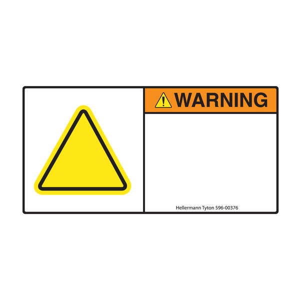 Hellermann Tyton 596-00376 Pre-Printed Header Label, WARNING, 2.75" x 5.50", PET, Orange, 250/roll