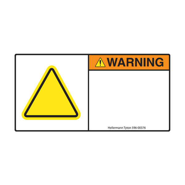 Hellermann Tyton 596-00378 Pre-Printed Header Label, WARNING, Blank Yellow Triangle, 1.35" x 2.75", PET, Orange, 250/roll