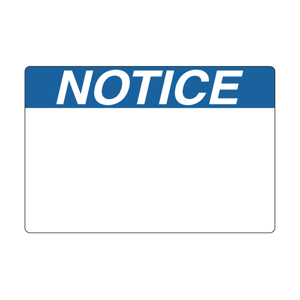 Hellermann Tyton 596-00426 Pre-Printed Header Label, NOTICE, 3.0" x 2.0", PET, Blue, 250/roll