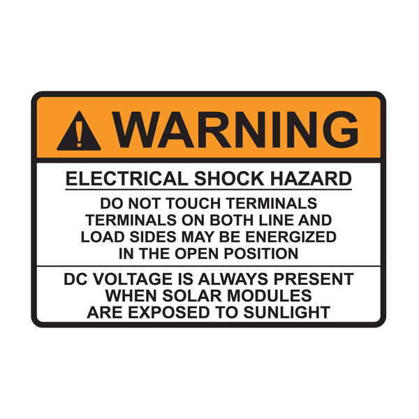 Hellermann Tyton 596-00496 Solar Label, WARNING ELECTRICAL SHOCK HAZARD…DC VOLTAGE, 3.75" x 2.5", VL, Orange/White, 50/roll