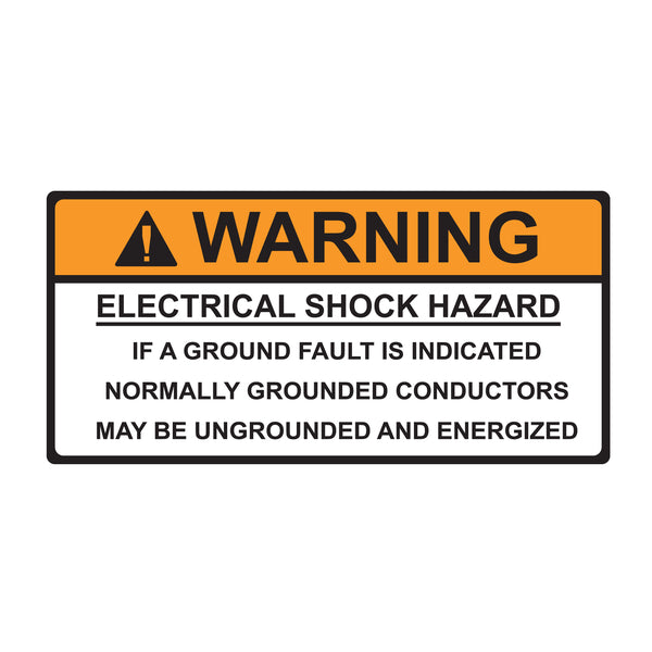 Hellermann Tyton 596-00498 Solar Label, WARNING GROUNDED CONDUCTORS ENERGIZED..., 4.125" x 2.0", VL, Orange/White, 50/roll