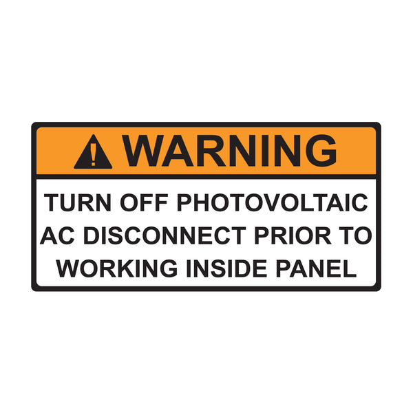 Hellermann Tyton 596-00499 Solar Label, Warning Turn off PV Prior to..., 4.125" x 2.0", VL, Orange/White, 50/roll