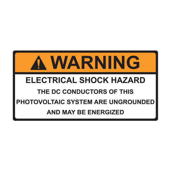 Hellermann Tyton 596-00588 Solar Label, WARNING ELECTRICAL SHOCK HAZARD, 4.125" x 2.0", VL, Orange/White, 50/roll