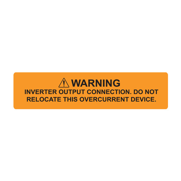 Hellermann Tyton 596-00589 Solar Label, WARNING INVERTER OUTPUT CONNECTION, 4.125" x .75", VL, Orange, 50/roll