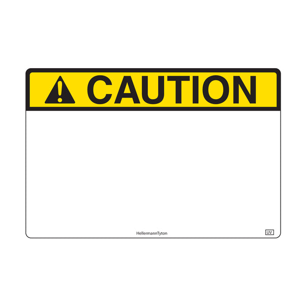 Hellermann Tyton 596-00636 Pre-Printed Header Label, CAUTION, 6.0 x 4.0", UV Stable PET, Yellow, 250/roll