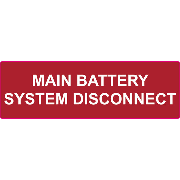Hellermann Tyton 596-00986 Solar Label, MAIN BATTERY SYSTEM DISCONNECT, 5.5" x 1.75", VL, Red, 50/roll