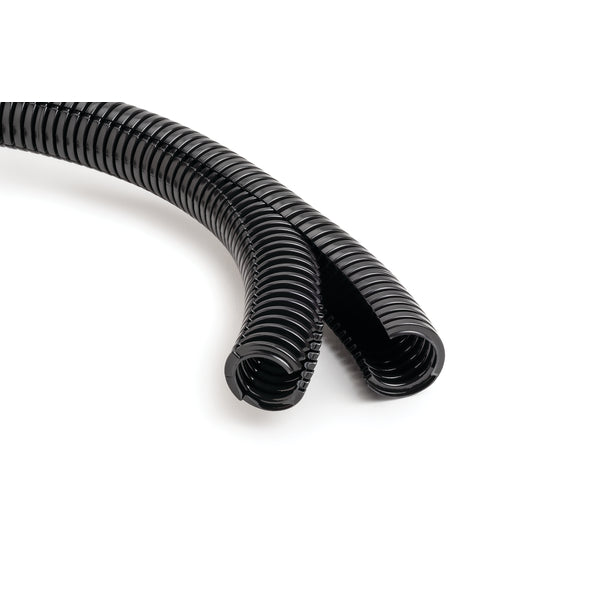 Hellermann Tyton 166-90977 HelaGuard® Non-Metallic Conduit, Double Slit, Low Fire Hazard, 0.38" Dia, Nylon PA6FR, Black, 164 ft/Reel