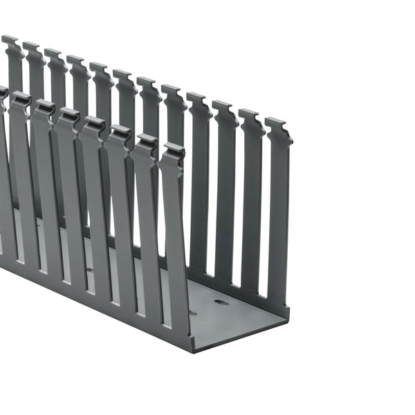 Hellermann Tyton 181-00156 Slotted Wall Wiring Duct, 3 x 5", 6 ft Sticks, Adhesive, PVC, Gray, 120ft/ctn